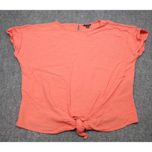 Buffalo David Bitton Top Women's Large Red Tie-Off Open Knit Shoulder Cap Sleeve